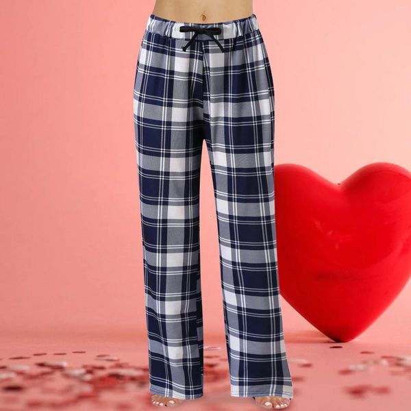 Damen-Nachtwäsche, Frühlings- und Sommer-Pyjamas, Hosen, lässig, kariert, zum Schlafen, für Damen, Homewear, Baumwollhose, modisch