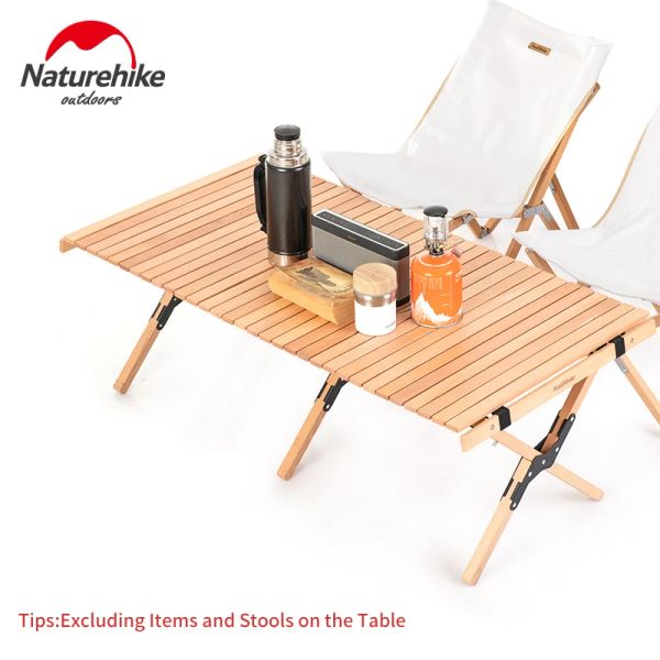 Mobiliário Mesa de camping de mobiliário Campo de madeira dobrável tabela de madeira rolamento de 30 kg Triângulo estável Viagem de jardim estável para caminhada Equipamento de churrasque