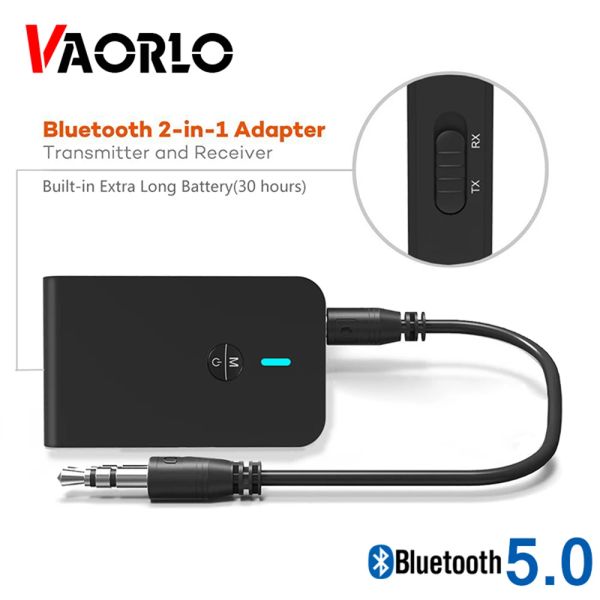 Динамики с низкой задержкой 5.0 Bluetooth -приемник 2 в 1 Аудио беспроводной адаптер для автомобильного телевизионного компьютера динамики