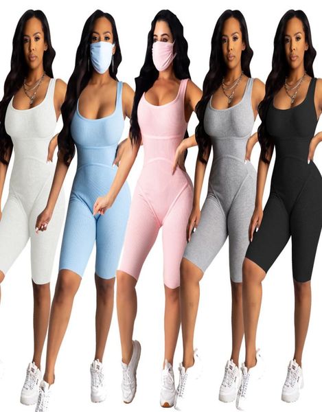 Todo Sexy Mulheres Macacão Romper Shorts Calças Bodycon Pijama Onesies Casual Malha Sling Bodysuit sem mangas Sportswear Cloth5769883