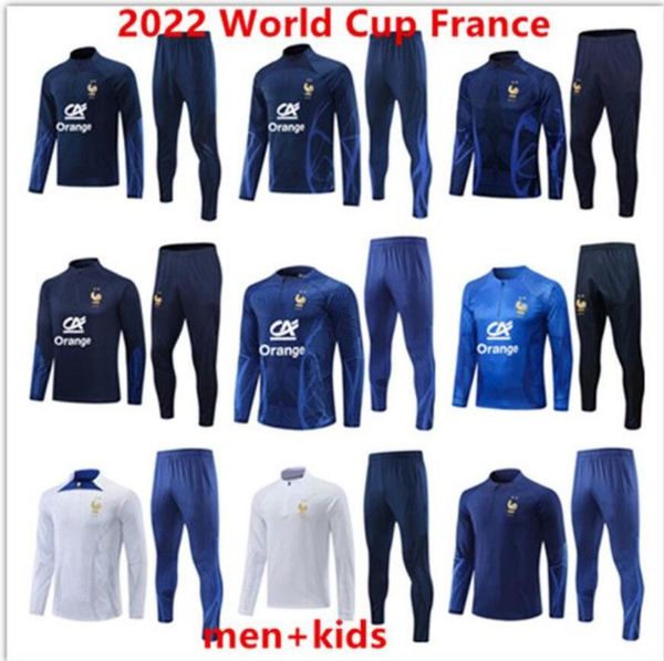 2023 2024 2025 Fransız eşofman futbol forması Benzema Mbappe Equipe de De Full Sets Çocuklar Erkekler 23/24 Paris Futbol Eğitim Takımı Yarı Çeken Uzun Kollu Futbol