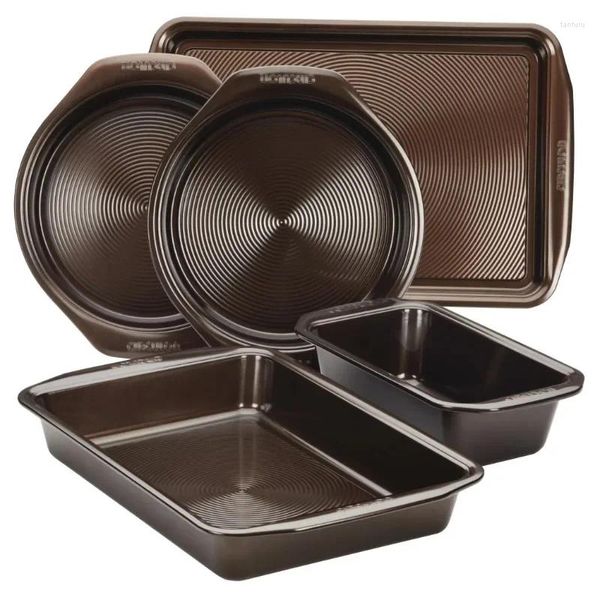 Set di utensili da forno antiaderenti da 5 pezzi, marrone cioccolato