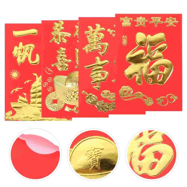 Конверты 160 шт. Китайский новый год красные конверты весна Hongbao Money Pocket Paper Red Packet Festival Festival Money Pouches Dragon