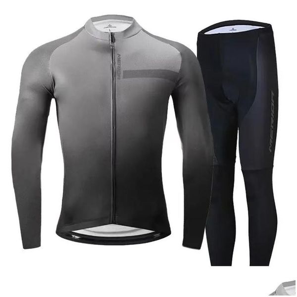 Set di maglia ciclistica set di pile a maniche lunghe Autumn e inverno Mountain Biking Pants Deliring Delivery Sports Outdoors Maglie Oto29