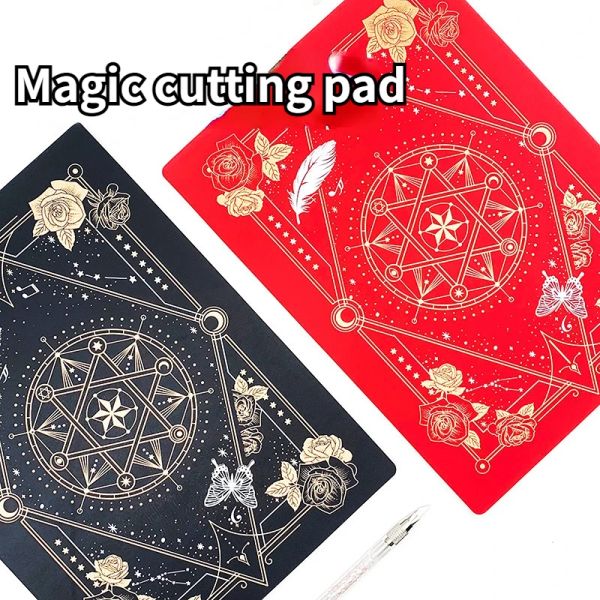 Matten A4/A5 Schwarz Gold Magic Array Schneidematte Bastelkarte Handwerkskarte Lederpapier Schneidwerkzeugpolster Schreibpad Büroversorgung