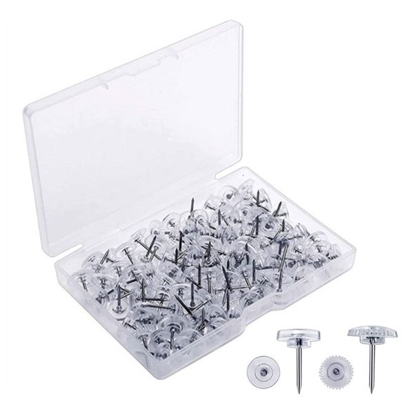 50/100/150pcs Getriebehörer Pushpin Map Pin Flat Head Push Pins für Korkbrett, Klarnaustift mit Schachtel für Stoffnähen