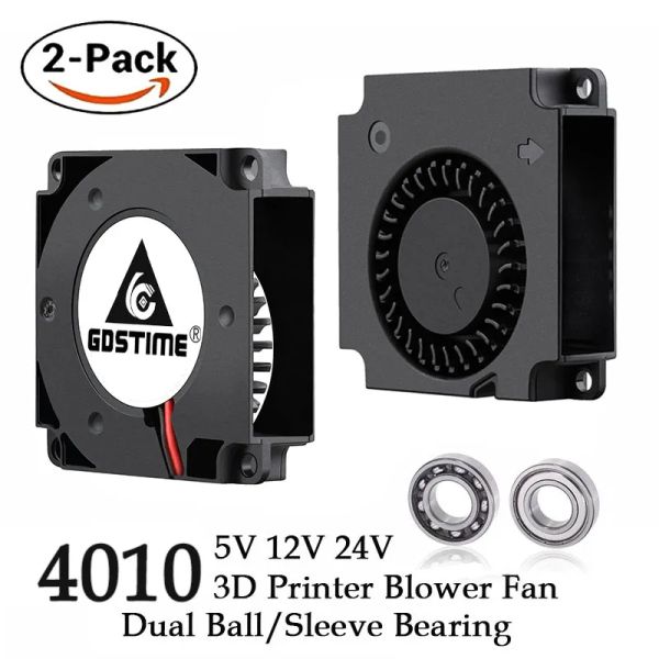 Escovas 2pcs gdstime 40mm 3d fã da impressora 12v 24v 5v 4010 Acessórios de resfriamento de esticador de ventilador DC Turbo Blower Fan Fases 40x40x10mm