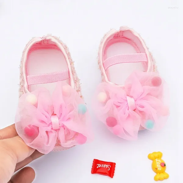 Primeiros caminhantes bebê menina doce princesa bowknot lazer berço nascido sola macia sapatos de criança 0-18 meses