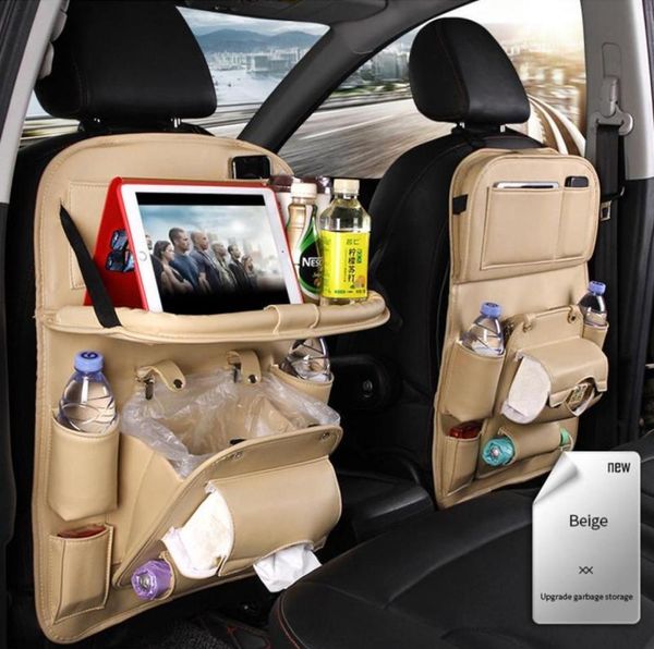 Organizzatore di auto 1pcs PU Portable in pelle portatile Borsa da viaggio per vassoio con spazzatura da tavolo pieghevole Can Pagni automatici3507653