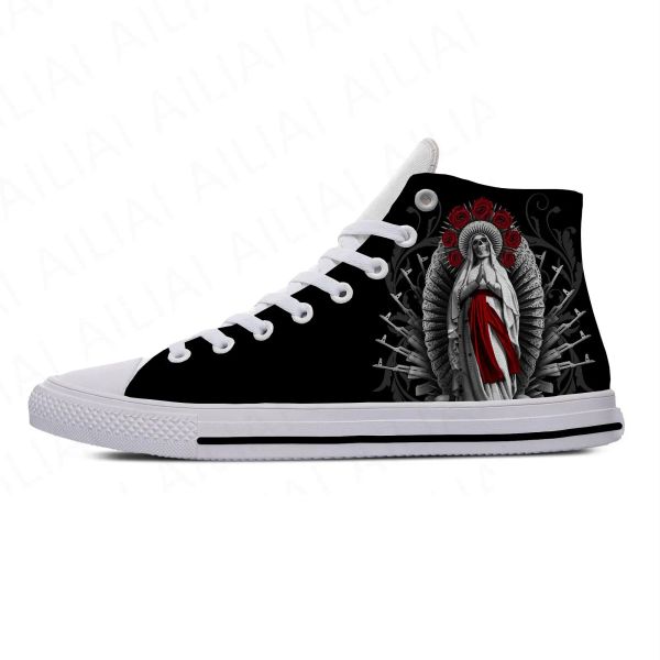 Scarpe calde fresche santa muerte horror death goth goth cranio messican casual scarpe leggere alte uomini da donna da donna scarpe da tavolo classiche