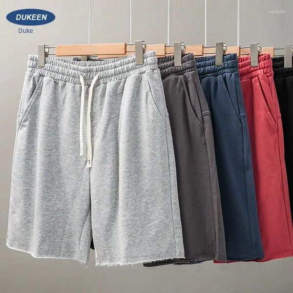 Calças masculinas En American Grey Shorts Verão Circou a marca de esportes de moda média de malha de malha dividida