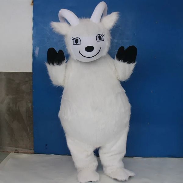 2024 Koyun Fursuit Peluş Peluş Beyaz Keçi Maskot Kostüm Peluş Plush Props Cartoon Antropomorfik Yetişkinler için Kostümler