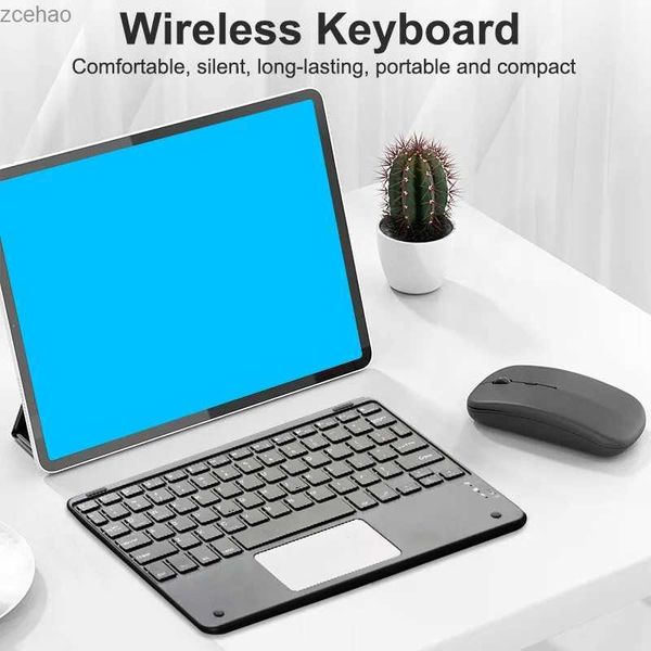 Teclados compatíveis sem fio Bluetooth com teclado touchpad de 10 polegadas recarregável com 78 teclas adequadas para tablets Android iOS Windows e iPadsl2404