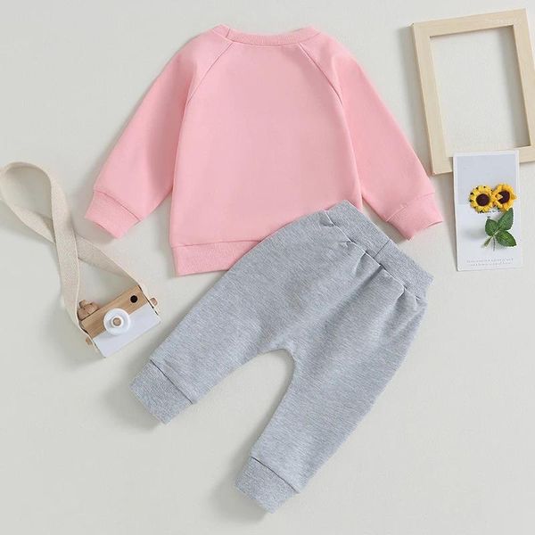 Kleidung Sets Säuglingsmädchen Kleidung Daddys kleiner Buchstaben Langarm Crewneck Sweatshirt Hosen Set Born Baby Holiday Outfits