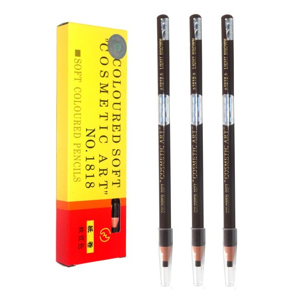 Acensores 3pcs Lápis de sobrancelha de lápis macio de lápis macio de testa para o olho de lápis de lápis claro