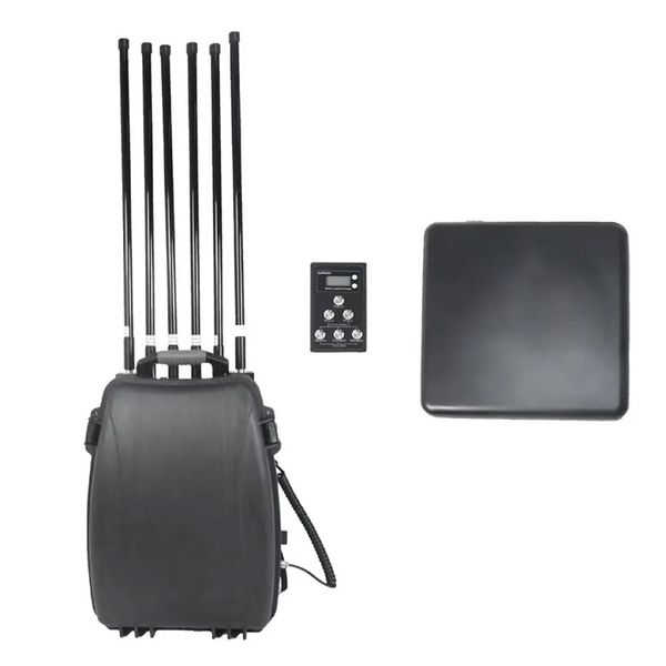 Anti-Drone 6 Banda Banda High Power Backpack Signal Jamm ER 2.4g 5.8g 433 GPS UAV Signal atingindo até 1500m