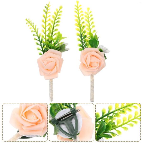 Flores decorativas de flores falsas Boutonniere Groom Hom