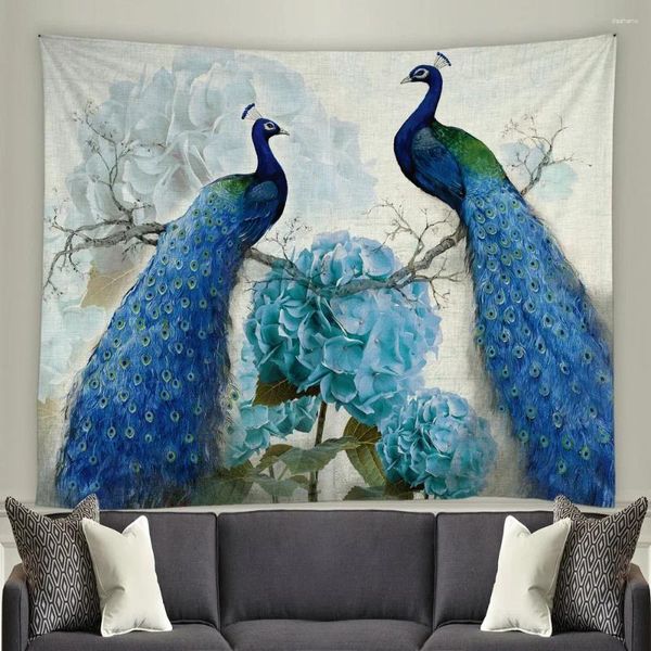 Wandteppiche Peacocks Vögel Wandteppich wandhängender Blumen und 3D -gedrucktes großes Boho Hippie Home Decor