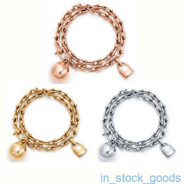 Logotipo de marca 1TO1 ORIGINAL PULHERENS PULHERENTES femininas Tiffancy Tiffancy 925 Silver Double camada embrulhada Bracelete Round Ball Lock Head Collection