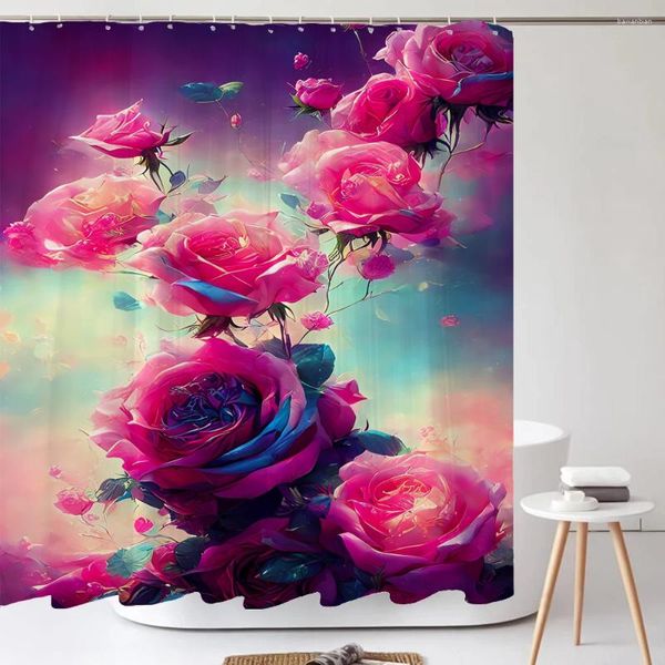 Duschvorhänge Romantische rote Rose Vorhang Blumen Mädchen Druck wasserdicht Polyester Bad für Badezimmer Home Decor Zubehör