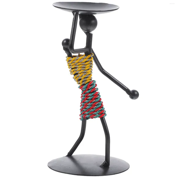 Portabandine portaburina astratta Figurina in stile moderno Light Light Candlestick Africano Luci di figura in metallo minimalista