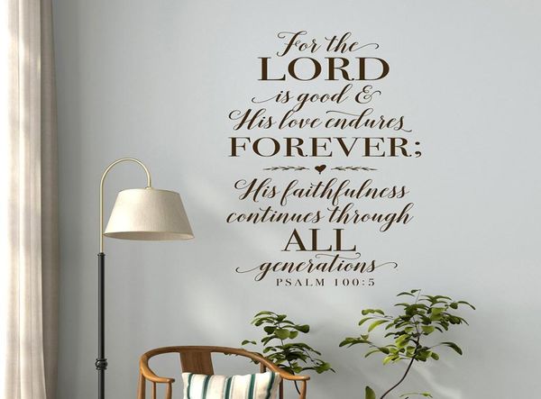 Pois o Senhor é bom e seu amor suporta para sempre o adesivo de decoração da parede cristã Salmo da Bíblia Salmo 1005 Wall Decal7217051