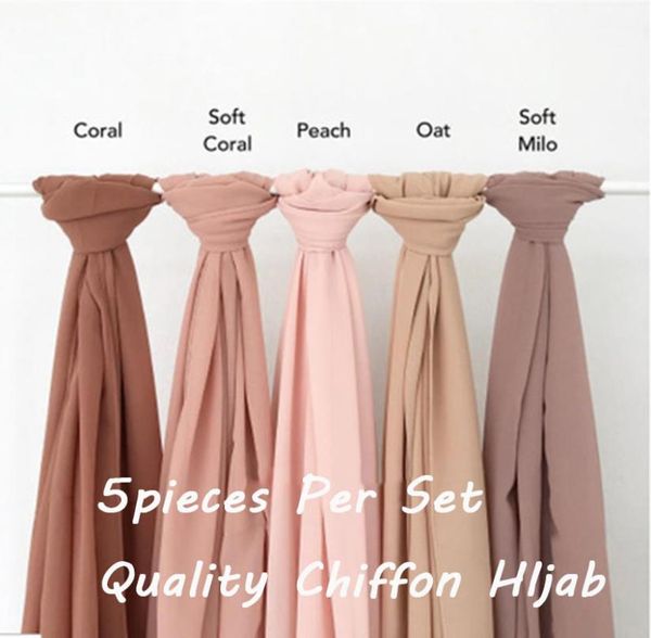 Maxi Plain Bubble Chiffon Hijab Scarf per donne musulmane Wrap Wrap Georgette Shawl VEILS BASIC VEILS Lady Turban Factory1246047