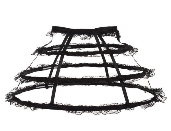 Mulheres babados rendas crinolina gaiola anágua agitação lolita saia pannier underskirt para festa de carnaval whiteblack7987136