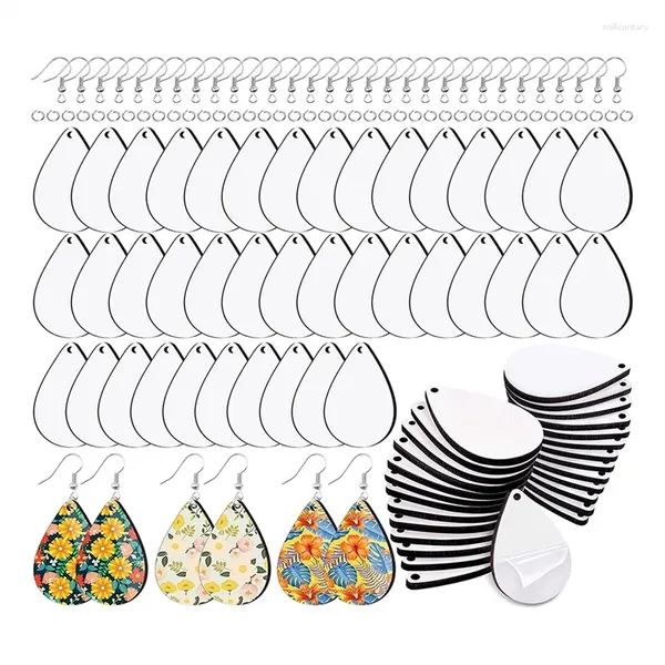 Brincos de berros 120 PCs Sublimação Brinco em espaços em branco com ganchos e anéis de salto MDF Teardrop for Women Girls