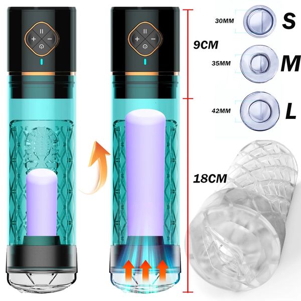 Wasserpenisvergrößerung Vakuumpumpe Sexspielzeug Männliche Elektrovergrößerung erweitern die automatische Saugung größere Erektionen 240312