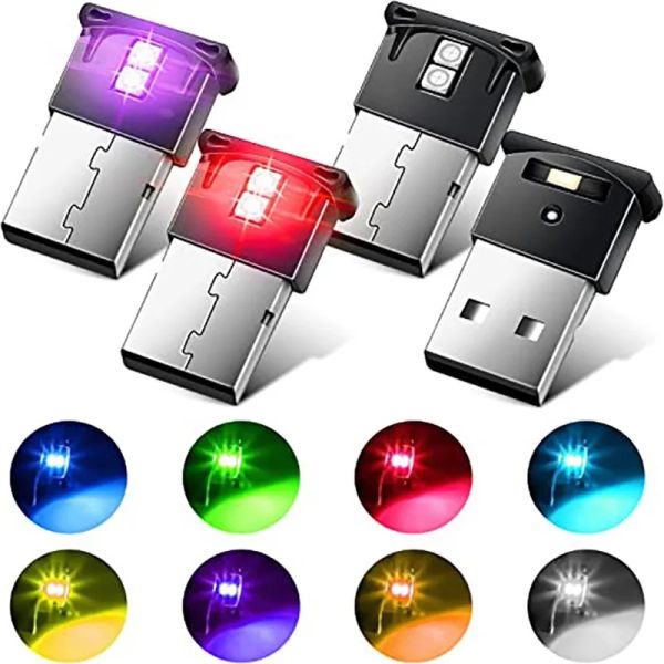 Mini USB Ambient Light LED RGB Umgebungslicht 8 Farbvariable für Auto -Laptop -Tastaturatmosphäre Smart Night Light