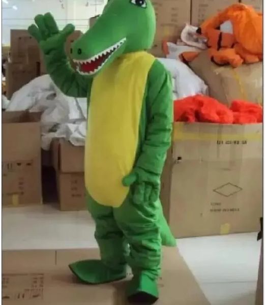 2024 Costume de mascote de crocodilo verde Halloween Christmas Fanche Fanche Party Caracteres de caráter de caráter traje adultos homens vestidos carnaval unissex adultos