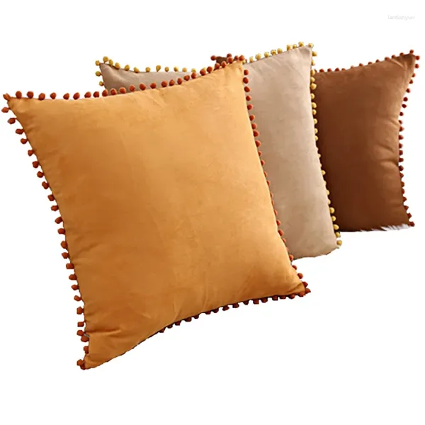 Pillow Fleece Ball Lace 30x50 50x50 capa de pompon de solo de solo de veludo de pompon cm decorativo