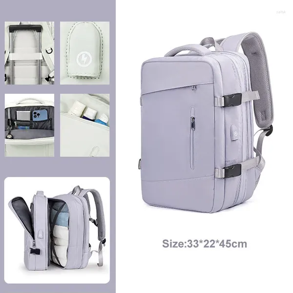 Рюкзак расширяемый путешествие 2024 Unisex Magne Women Женщины большие багажные сумки мужская деловая поездка USB заряда Mochila