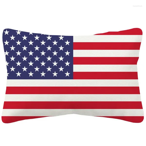 Almofado Estados Unidos Estrelas e Red Stripes Sinalizador Cover America Quarto de julho Caso patriótico 30x50cm