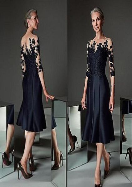 Muhteşem Siyah Deniz Kızı Gelin Elbiselerinin Annesi Mücevher Kolsuz Aplike Dantel Gelinlik Dizyılısı Ana Elbise Uzun Formal4353665