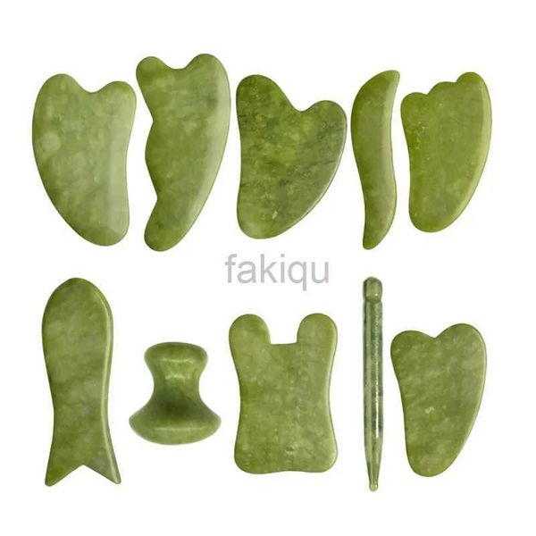 Massage Stones Rocce Natural Green Jade Gua sha Siet Gouache Svila per Agopuntura Body Spa AcuPoint Lupora facciale Strumenti di massaggio raschiatura 240403