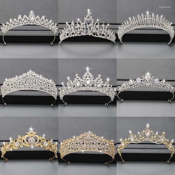 Clipes de cabelo coroa de cor prata e acessórios de tiara para mulheres diadema de strass de cristal de casamento de casamento