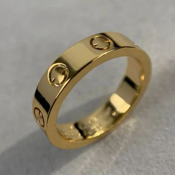 Orijinal Tasarımcı Logosu Grave olarak 6mm Elmas Aşk Yüzüğü 18K Altın Gümüş Gül 750 Paslanmaz Çelik Yüzük Kadın Erkek Sevenler Düğün Takı Hediye Büyük ABD Boyutu 6 8 9 10 Bo ile