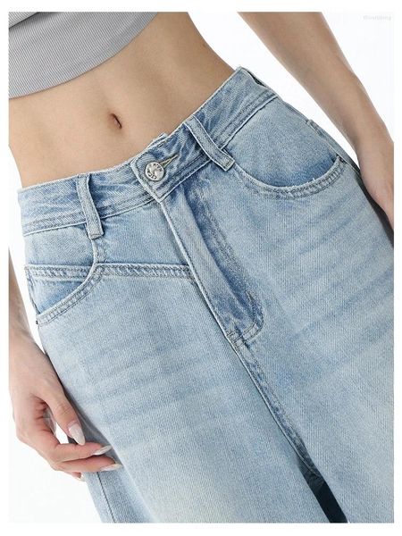 Frauen Jeans Helle Farbe Street Style American Retro Casual Blau Denim Baggy Hosen Weibliche Hohe Taille Gerade Lose Hosen