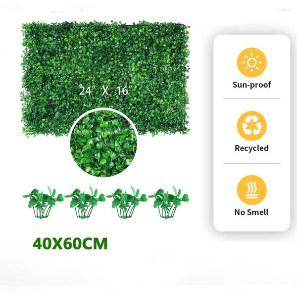 Dekorative Blumen 40 cmx60 cm Graswandpaneel Künstliche Grün Grüne Grüne Dekor Outdoor Boxholz Hintergrund für Gartenhof Zaun Dekoration