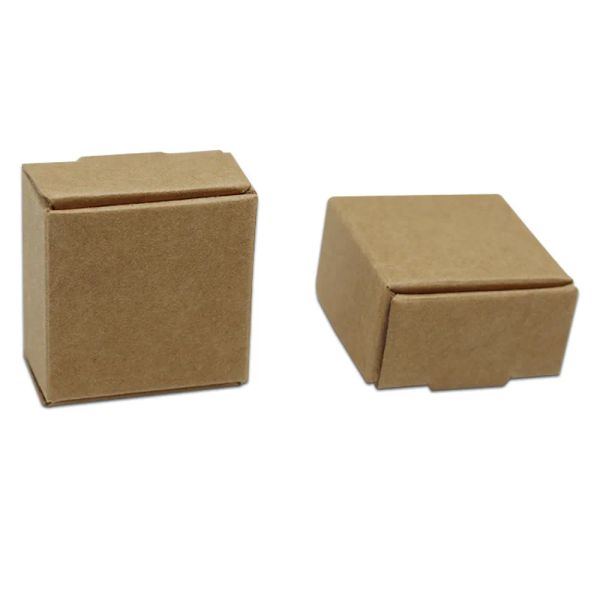 Pequena 3,7*3,7*2 cm caixa de embalagem de papel kraft para jóias para joalheria sabonete artesanal Candy Bakery Bakery Cookies