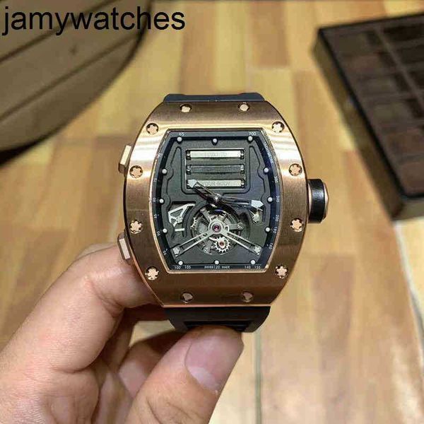 Data Richardmill Luxury Watch Mens Mechanical Owatch Wine Barrel RMS69 Series Case Gold Rose Gold Black Tape maschi