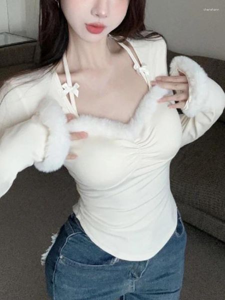 Женские свитера Японский лук каваи Slim Chic Tops Women France Vintage с длинным рукавом повседневная женская корейская мода Slash Neck Clothing 2024