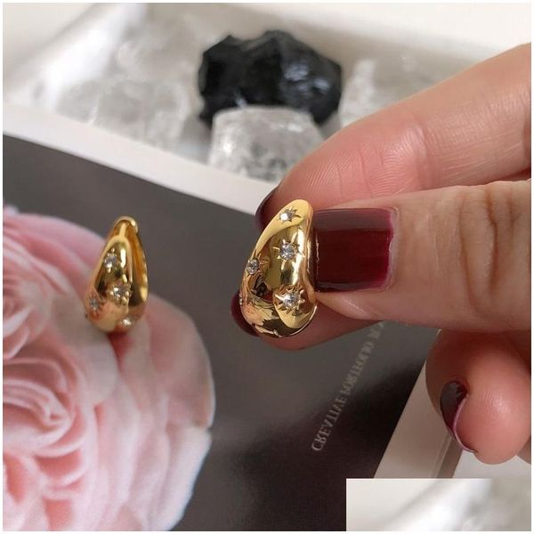 Stud Gold Hoop Ohrringe für Frauen Designer halbe Mond Kugel Dicke klobige Damen Edelstahl Sier Ohrring 925 Schmucktropfen liefern Otzbt