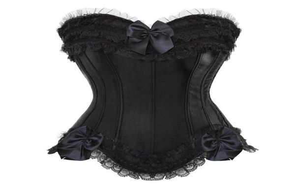 Bustiers Corsets Women Sexy Cetim Bust Bust Corset Top Lace Bowknot Decorated Clubwear Showgirl Body Shaper Plus Size S6xl9573710