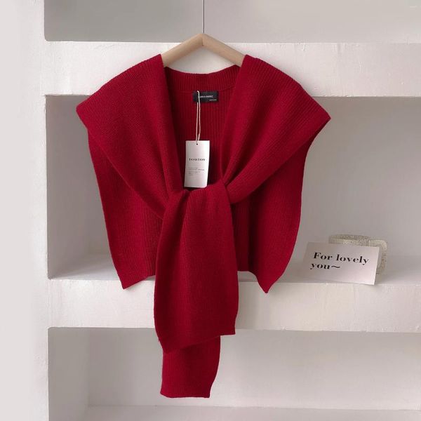 Lenços Cashmere Lã Malha Mulheres Colar Falso Xaile Verão Ar Condicionado Ombro Proteger Coluna Cervical Engrossar Lenço Quente