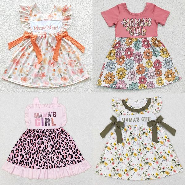 Abito da bambina all'ingrosso Dress per bambini a maniche corte per maniche corte per maniche corte per il ginocchio Mamma Girl Boutique 240403