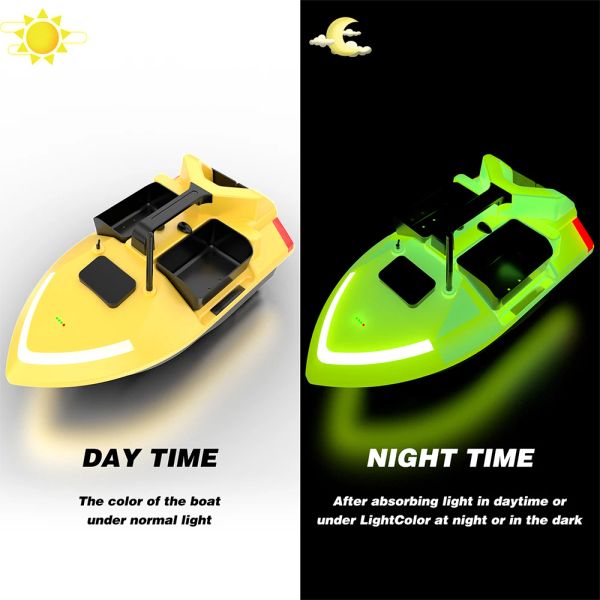 Fluoreszierende RC -Köderboot Gelb V020 Sonar Smart 40 Punkte GPS Auto Return 2 kg 500 m Nachtlichter für Fischereifischfinder laden