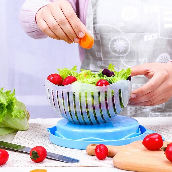 2024 Yaratıcı Salata Kesici Kase Meyve Kıyıcı Dilimleyicileri Çok Fonksiyonlu Salata Maker Meyve Sebzesi Kesme Mutfak Gadget Kesici Salata Kesim